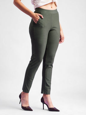 LivIn Striped Straight Pants - Olive