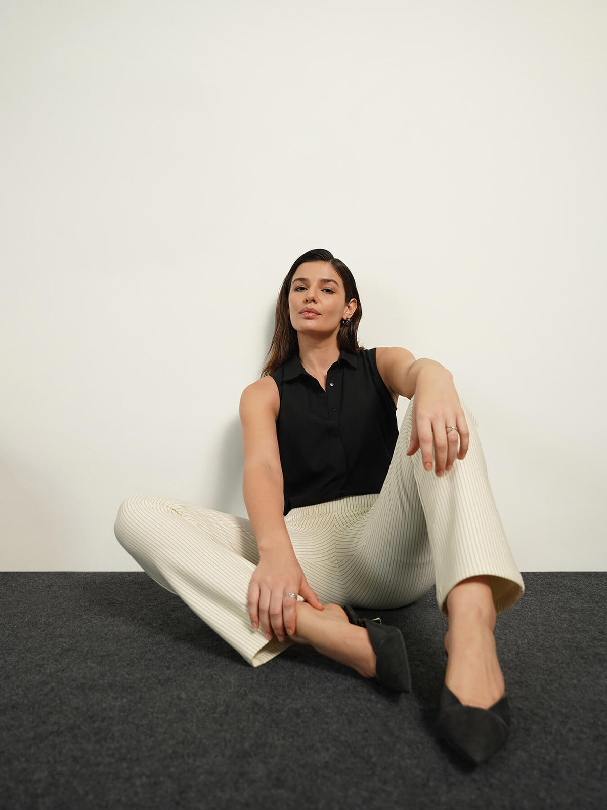 Livin Striped Bootcut Pants - Off White