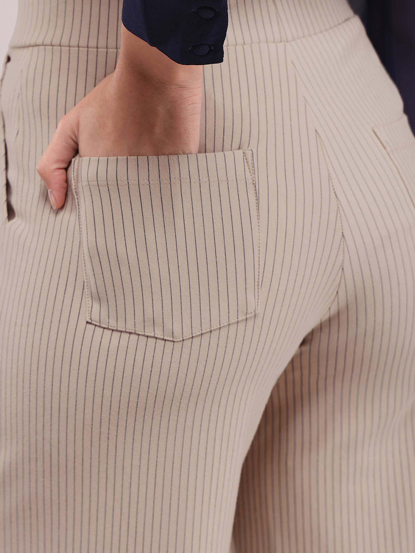 LivIn Striped Wide Leg Pants - Beige