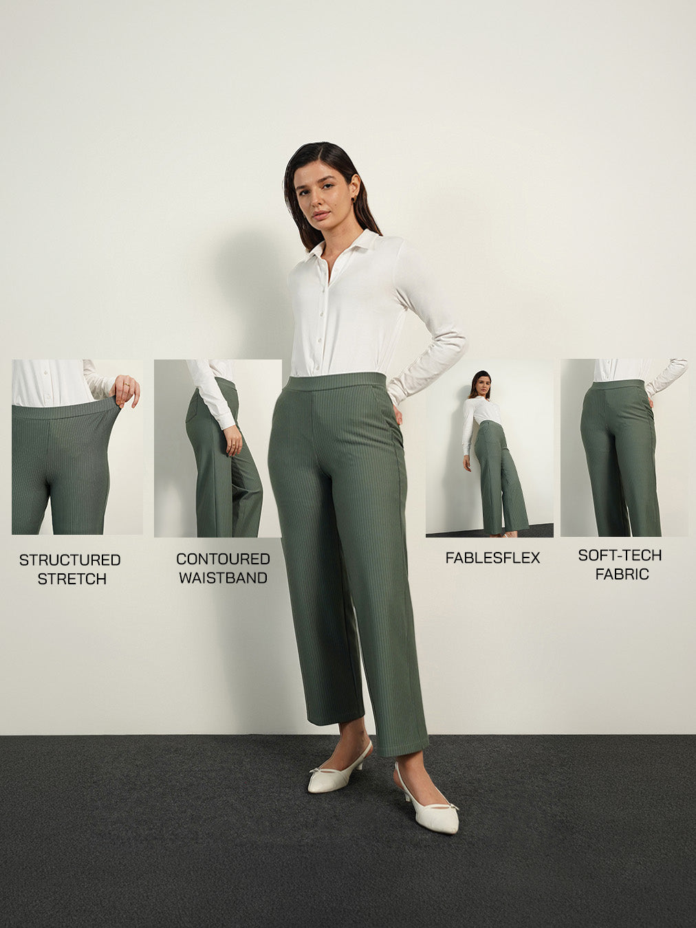 Livin Striped Wide Leg Pants - Sage Green