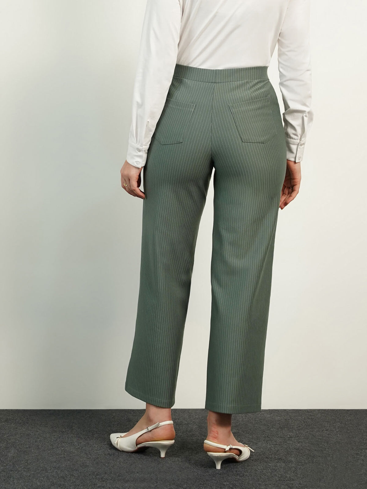Livin Striped Wide Leg Pants - Sage Green