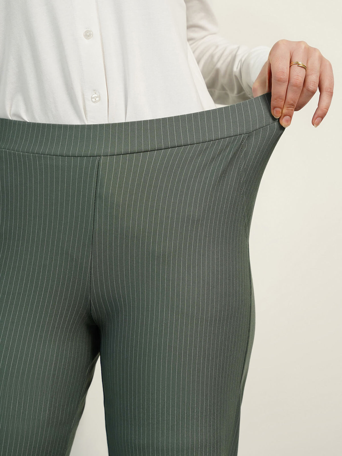 Livin Striped Wide Leg Pants - Sage Green