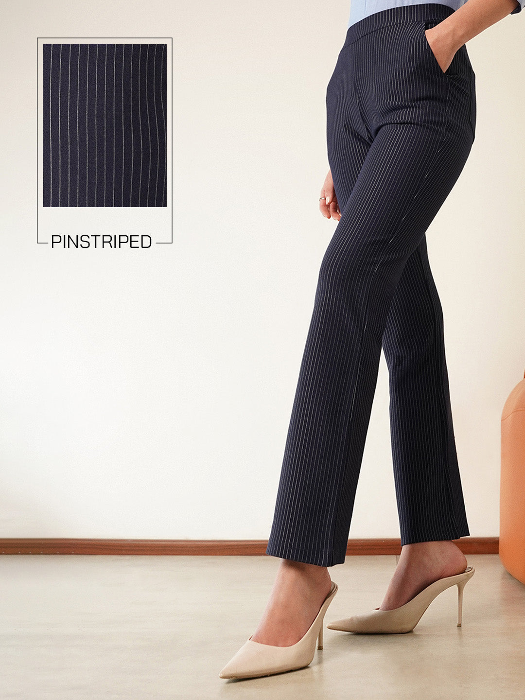 LivIn Striped Bootcut Pants - Navy