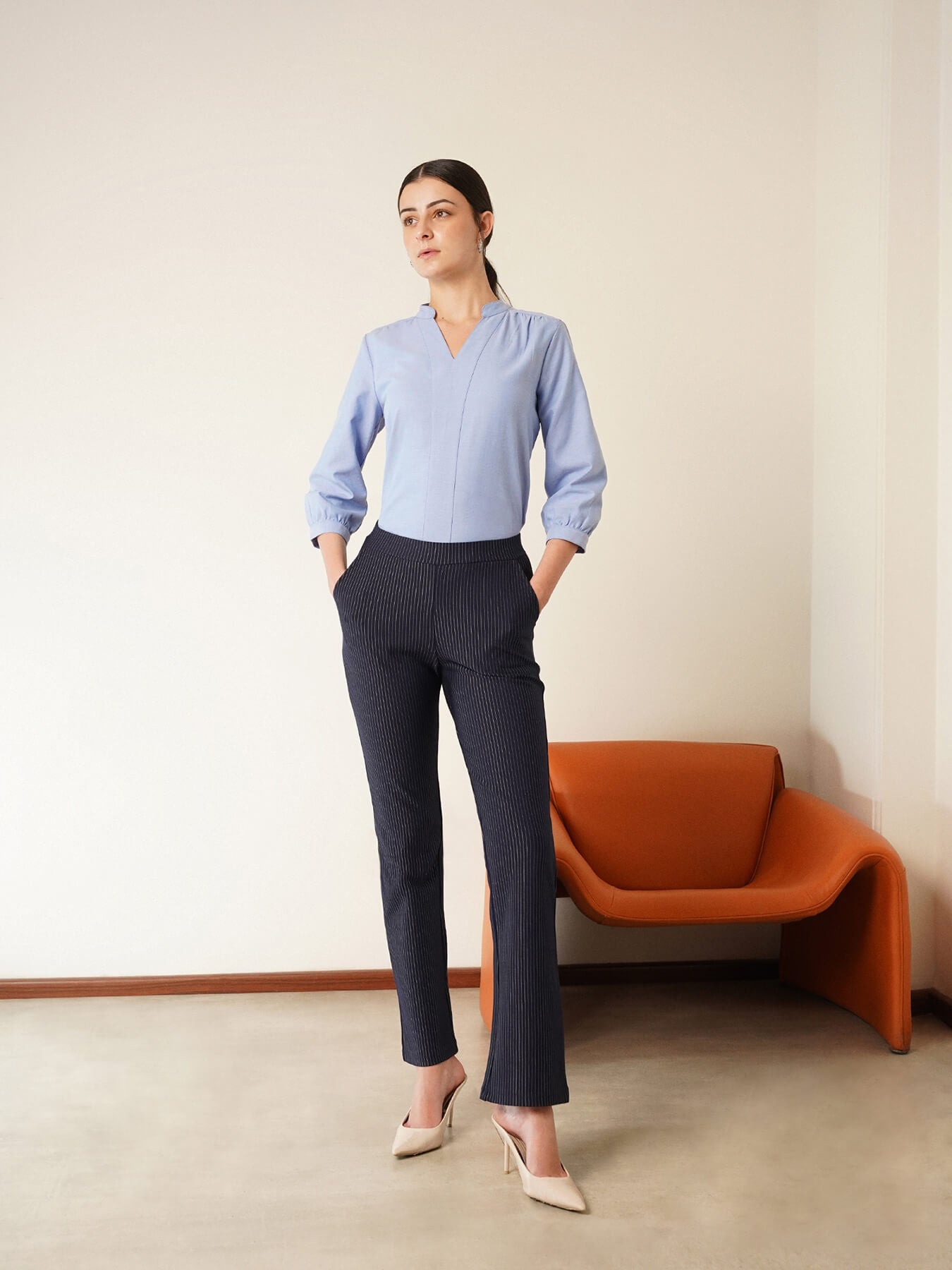 LivIn Striped Bootcut Pants - Navy