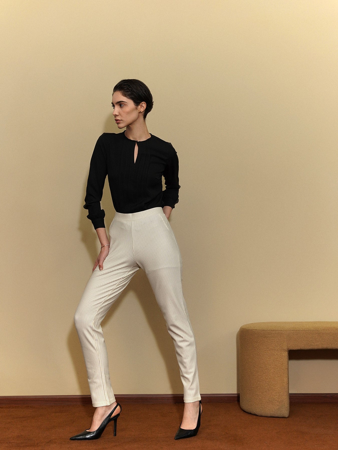 LivIn Striped Straight Pants - Off White