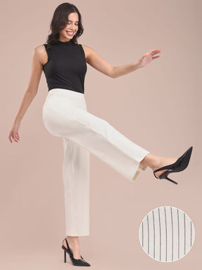 LivIn Striped Wide Leg Pants - Off White