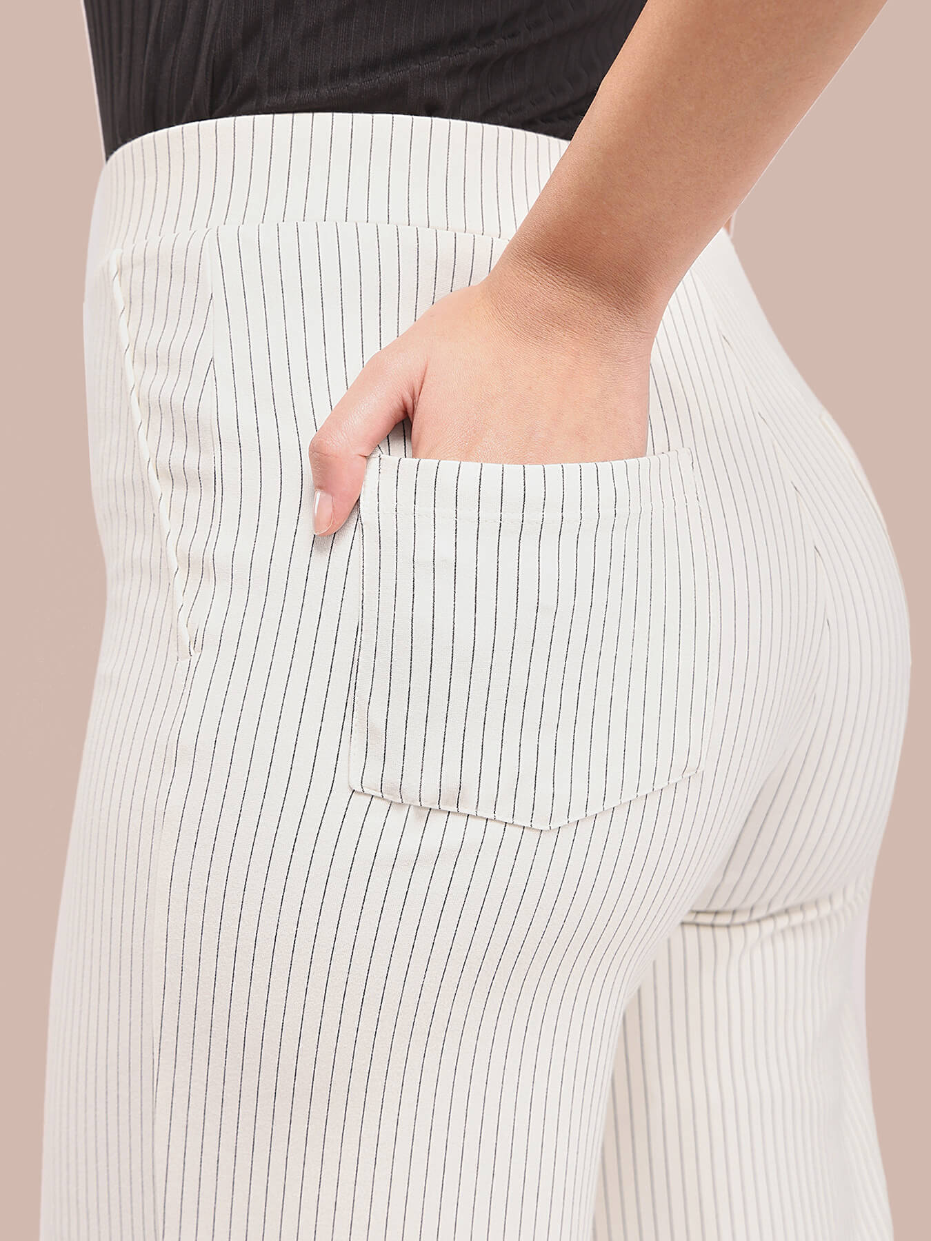 LivIn Striped Wide Leg Pants - Off White