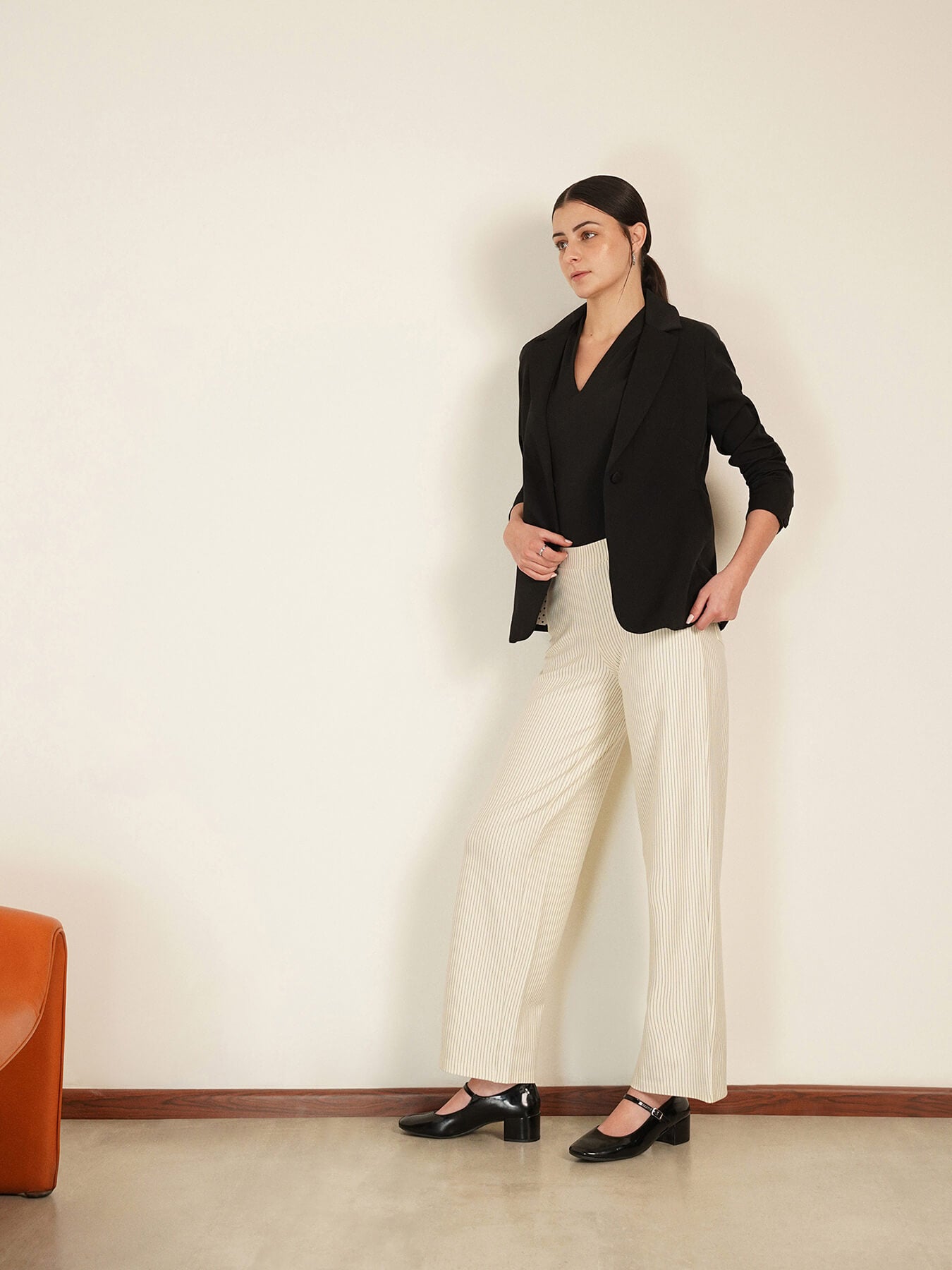 LivIn Striped Wide Leg Pants - Off White