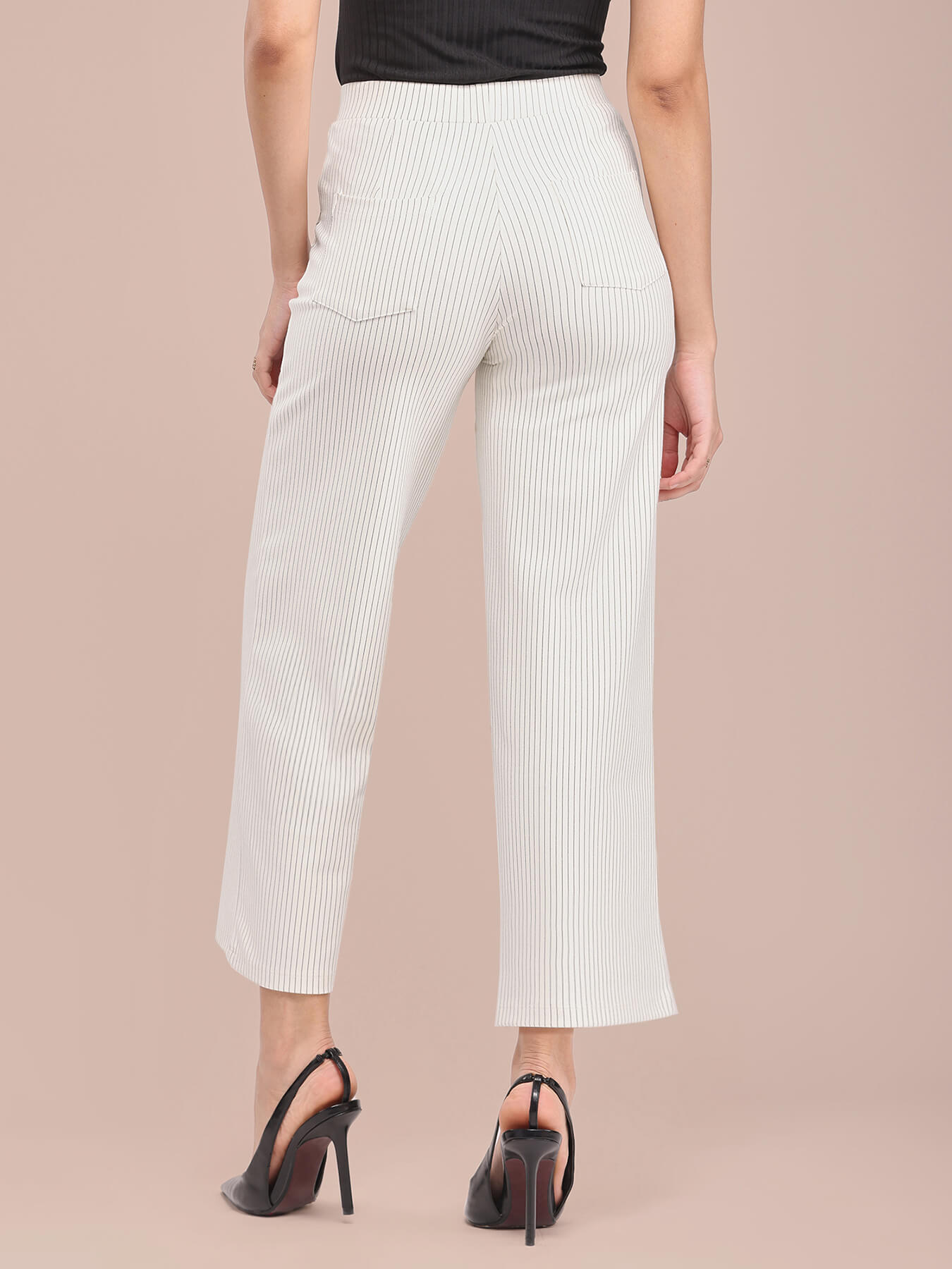 LivIn Striped Wide Leg Pants - Off White