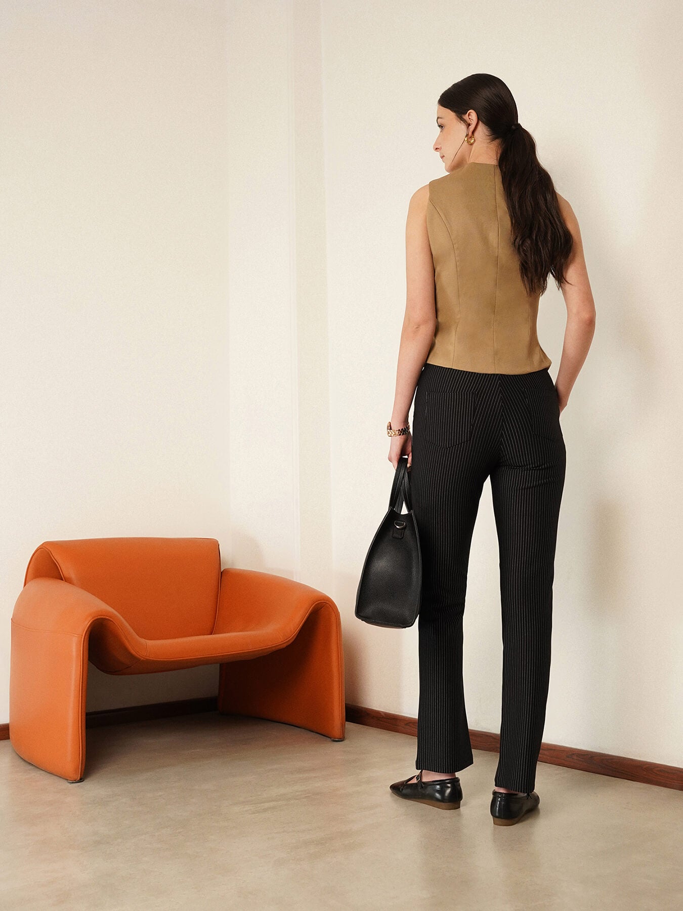 LivIn Striped Bootcut Pants - Black
