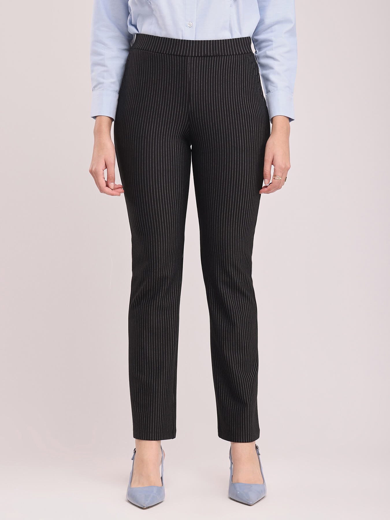 LivIn Striped Bootcut Pants - Black