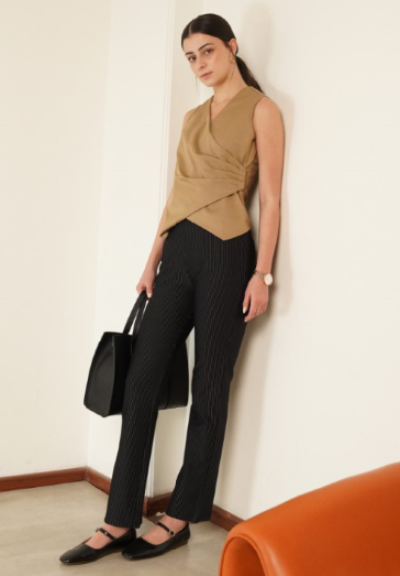 LivIn Striped Bootcut Pants - Black