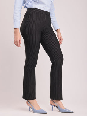 LivIn Striped Bootcut Pants - Black