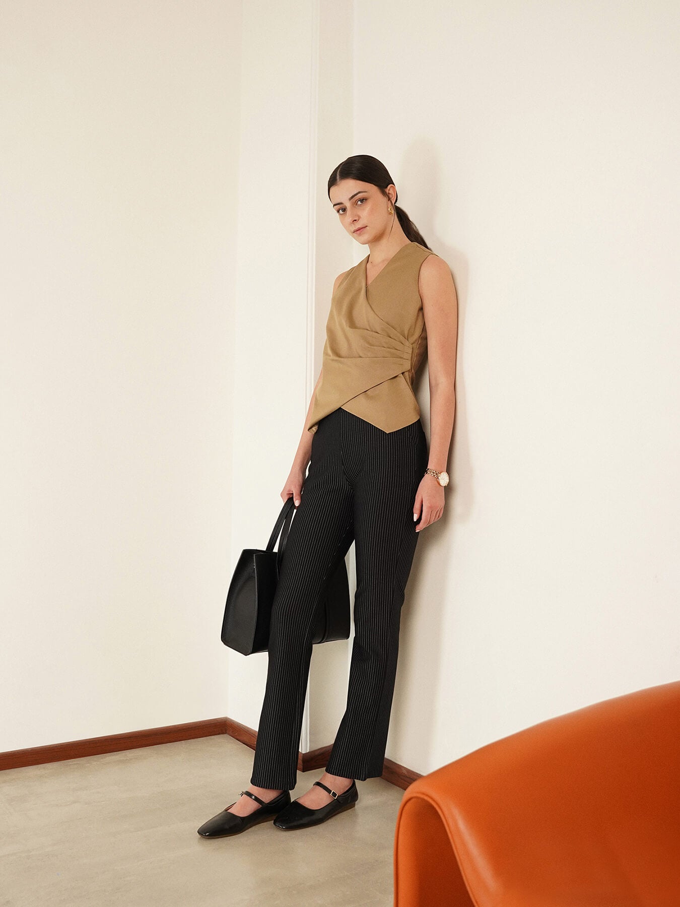 LivIn Striped Bootcut Pants - Black