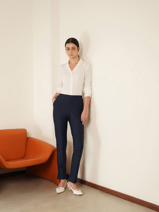 LivIn Striped Straight Pants - Navy