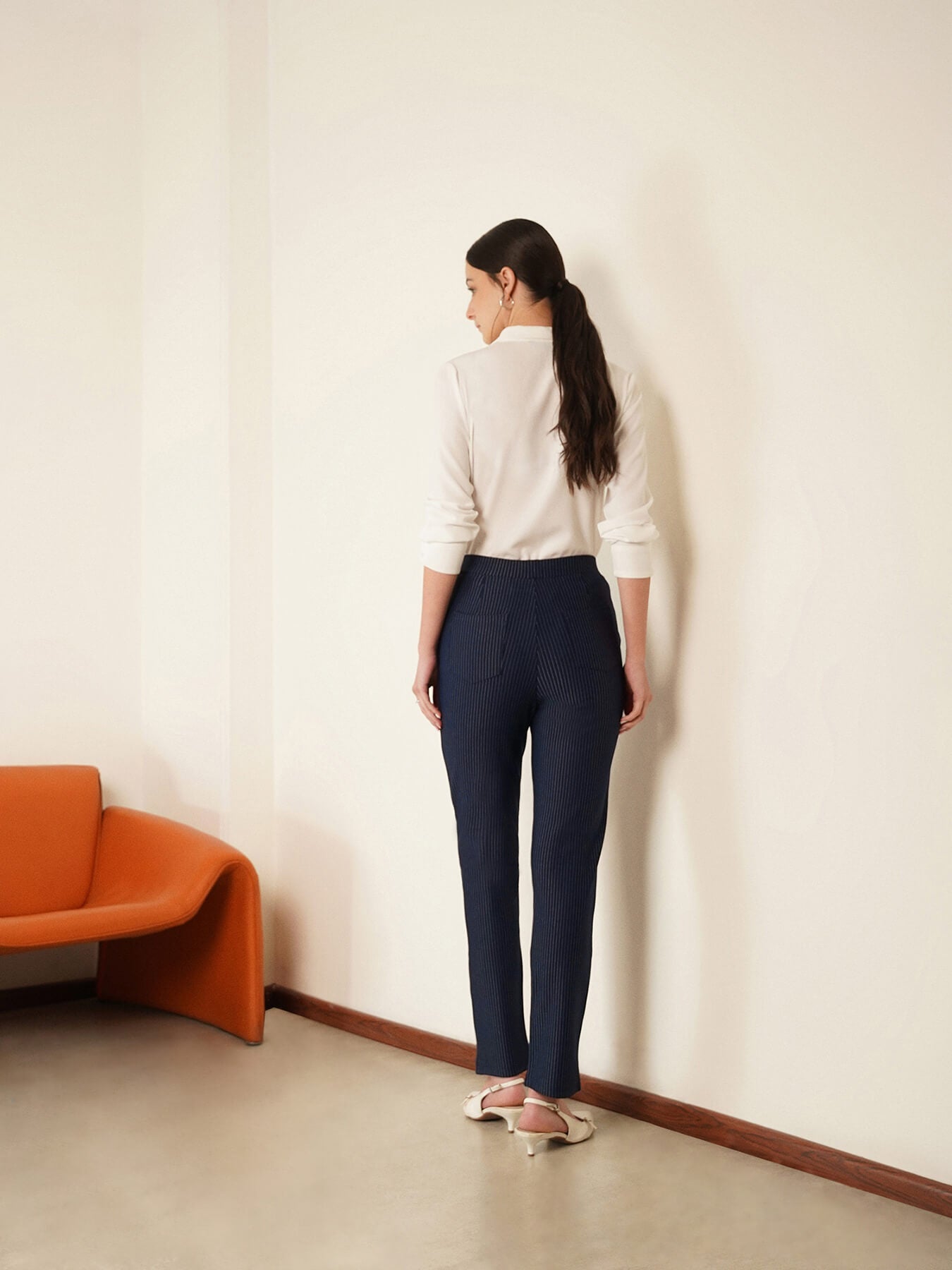 LivIn Striped Straight Pants - Navy