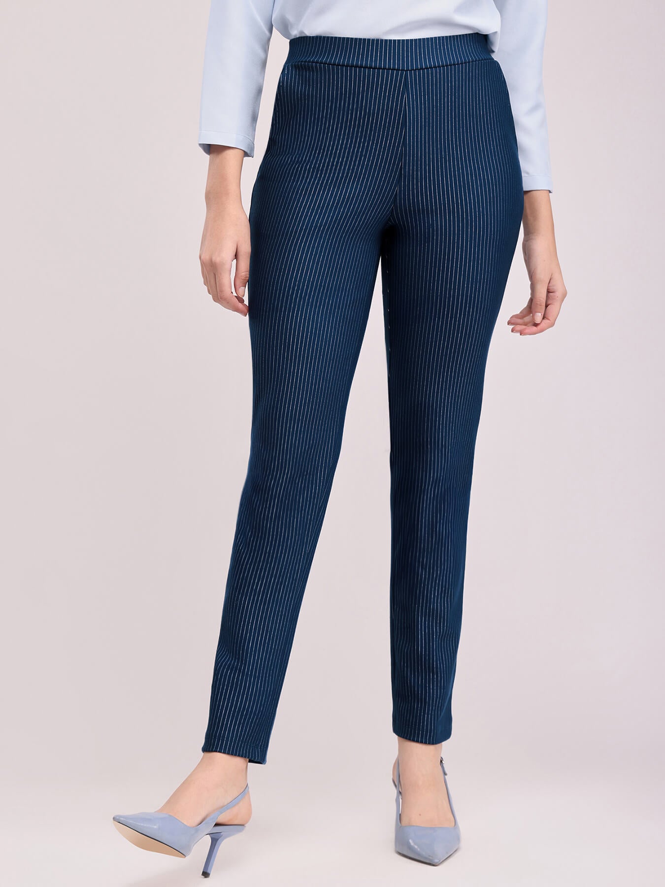 LivIn Striped Straight Pants - Navy
