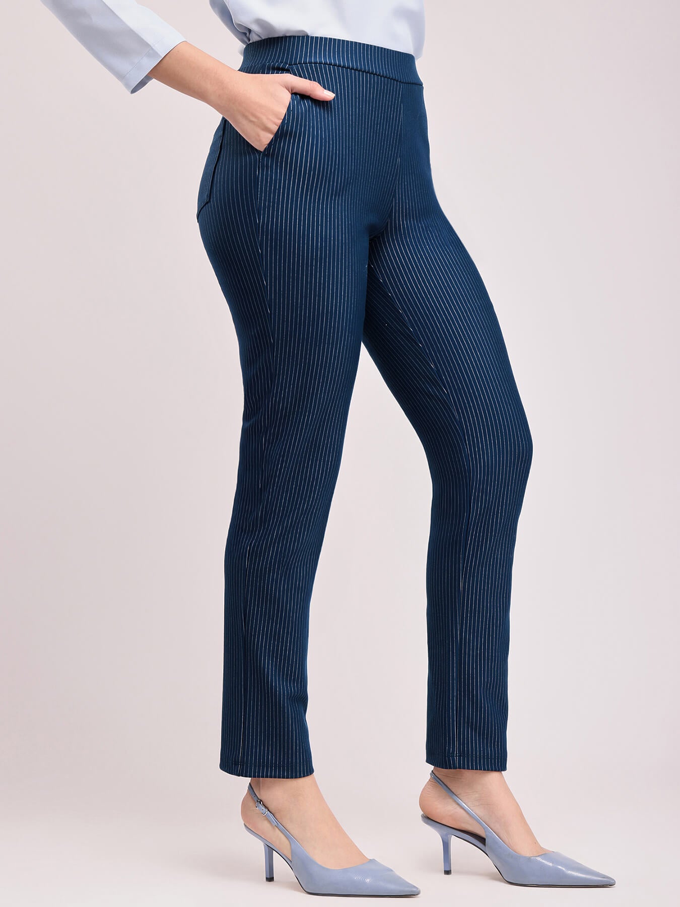 LivIn Striped Straight Pants - Navy
