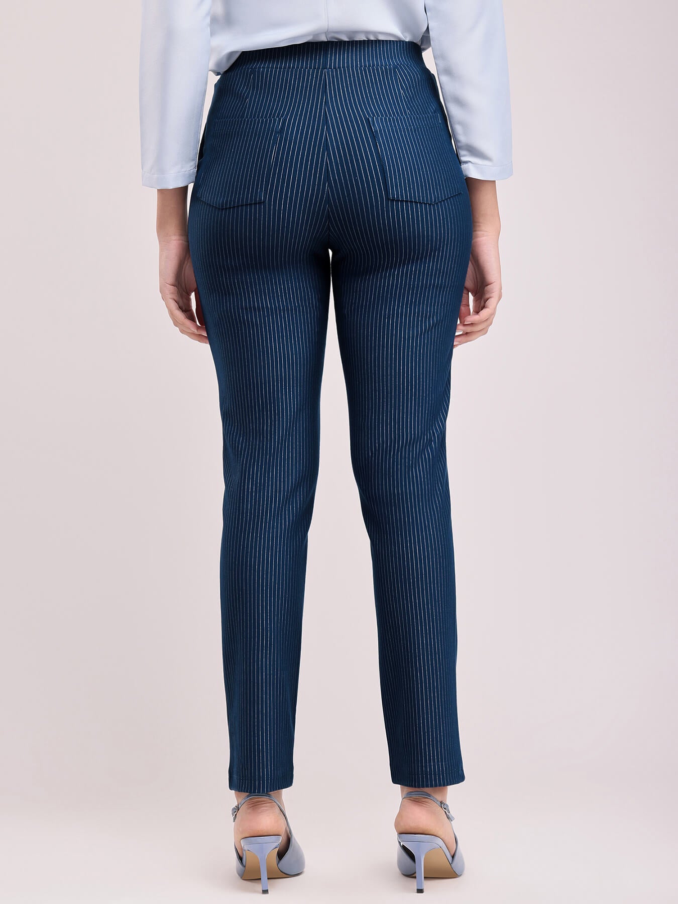 LivIn Striped Straight Pants - Navy