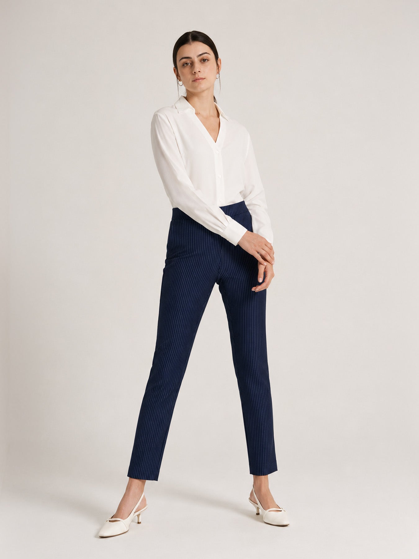 LivIn Striped Straight Pants - Navy