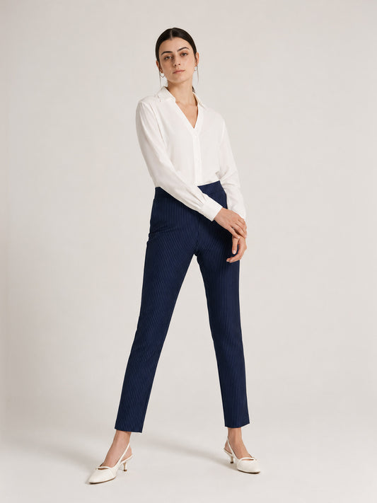 LivIn Striped Straight Pants - Navy