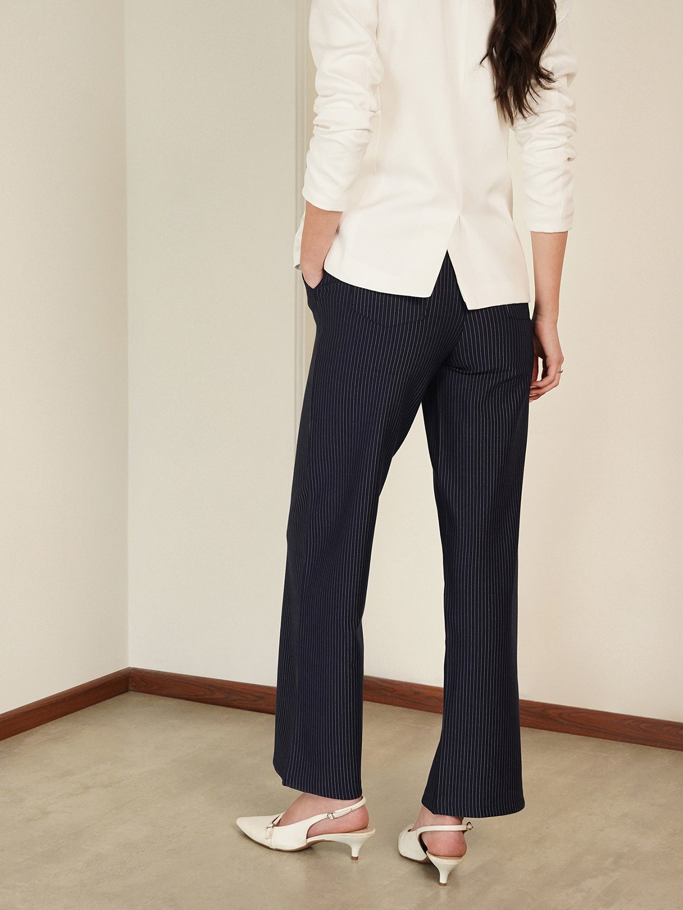 LivIn Striped Wide Leg Pants - Navy
