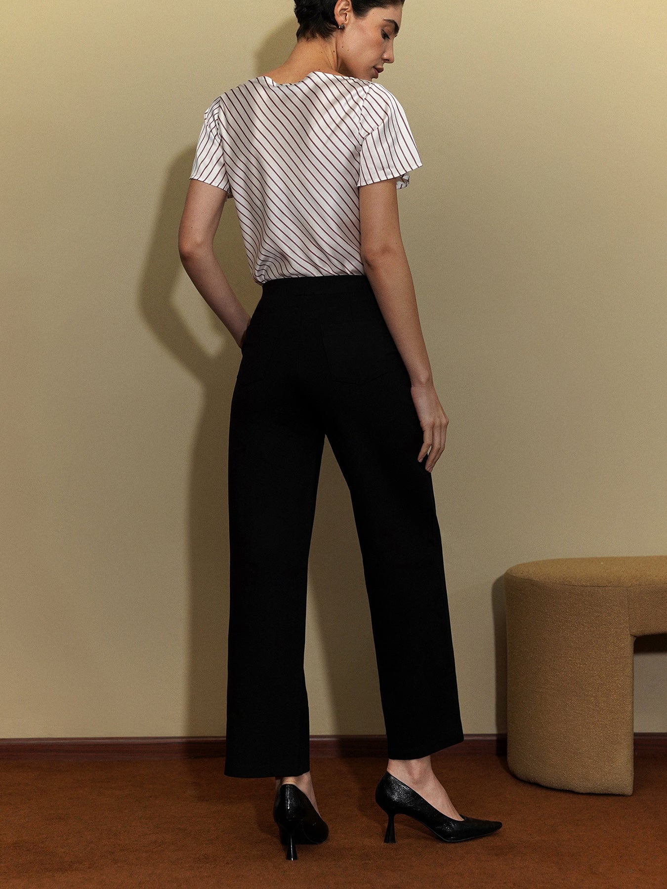 LivIn Wide Leg Pants With Buttons- Black