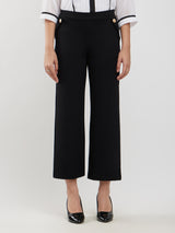 LivIn Wide Leg Pants With Buttons- Black