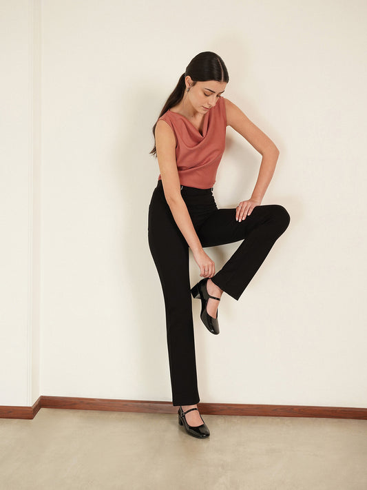 LivIn Bootcut Pants With Buckle - Black