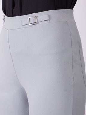 LivIn Bootcut Pants With Buckle - Grey