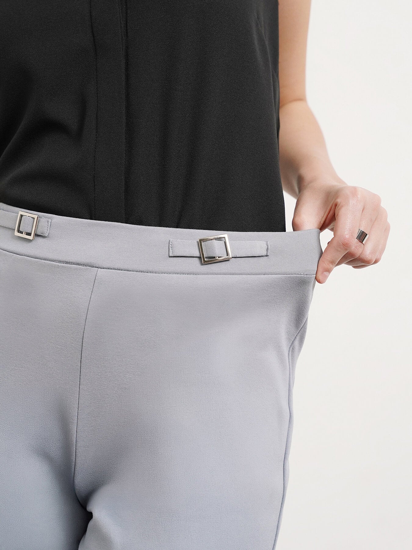 LivIn Bootcut Pants With Buckle - Grey