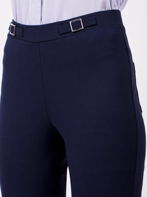 LivIn Bootcut Pants With Buckle - Navy Blue