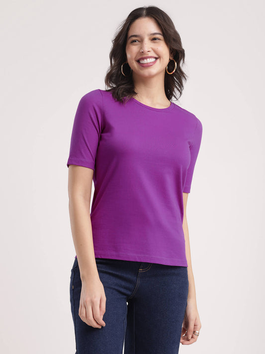 LivSoft Cotton Gather Detail Top - Purple
