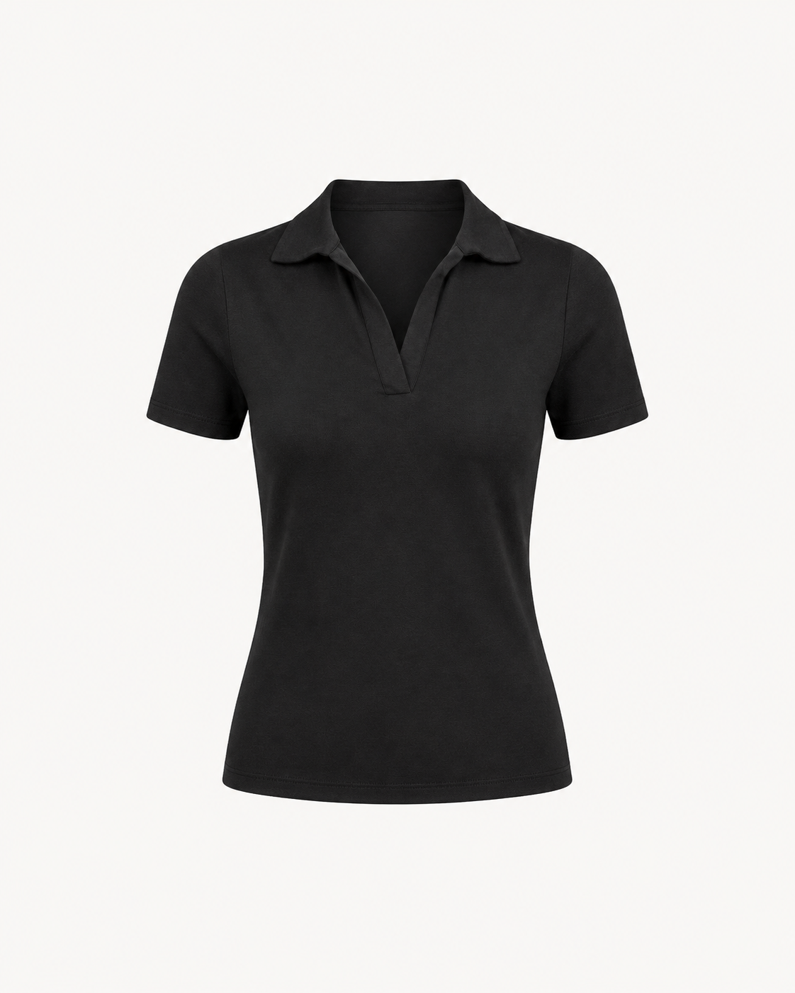4 Way Stretch Collared LivIn T-shirt - Black