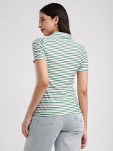 Striped Knitted T-Shirt - White And Green