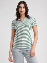 Striped Knitted T-Shirt - White And Green