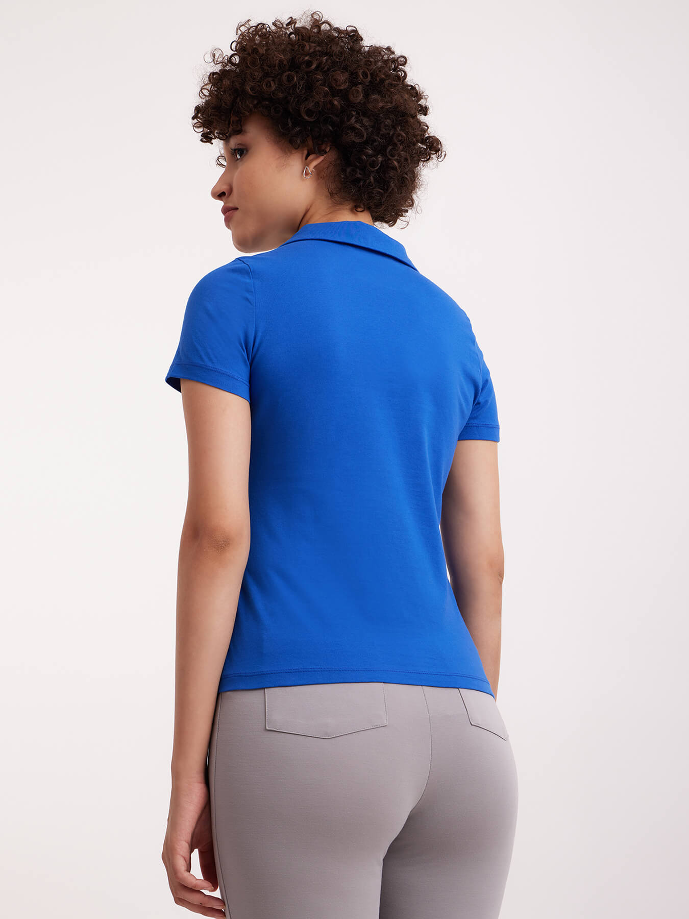4 Way Stretch Collared LivIn T-shirt - Royal Blue