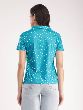 Polka Knitted Tee - Teal