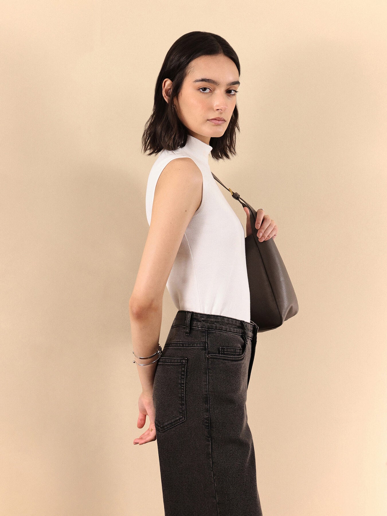 Cotton Sleeveless Rib Tee - White