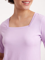 Cotton Square Neck LivIn Tee - Lilac