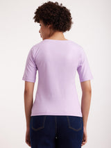 Cotton Square Neck LivIn Tee - Lilac