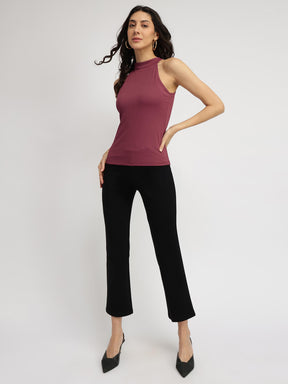 Halter Neck Knit Top - Mauve