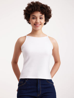 Stretchable Halter Neck LivIn Camisole - White