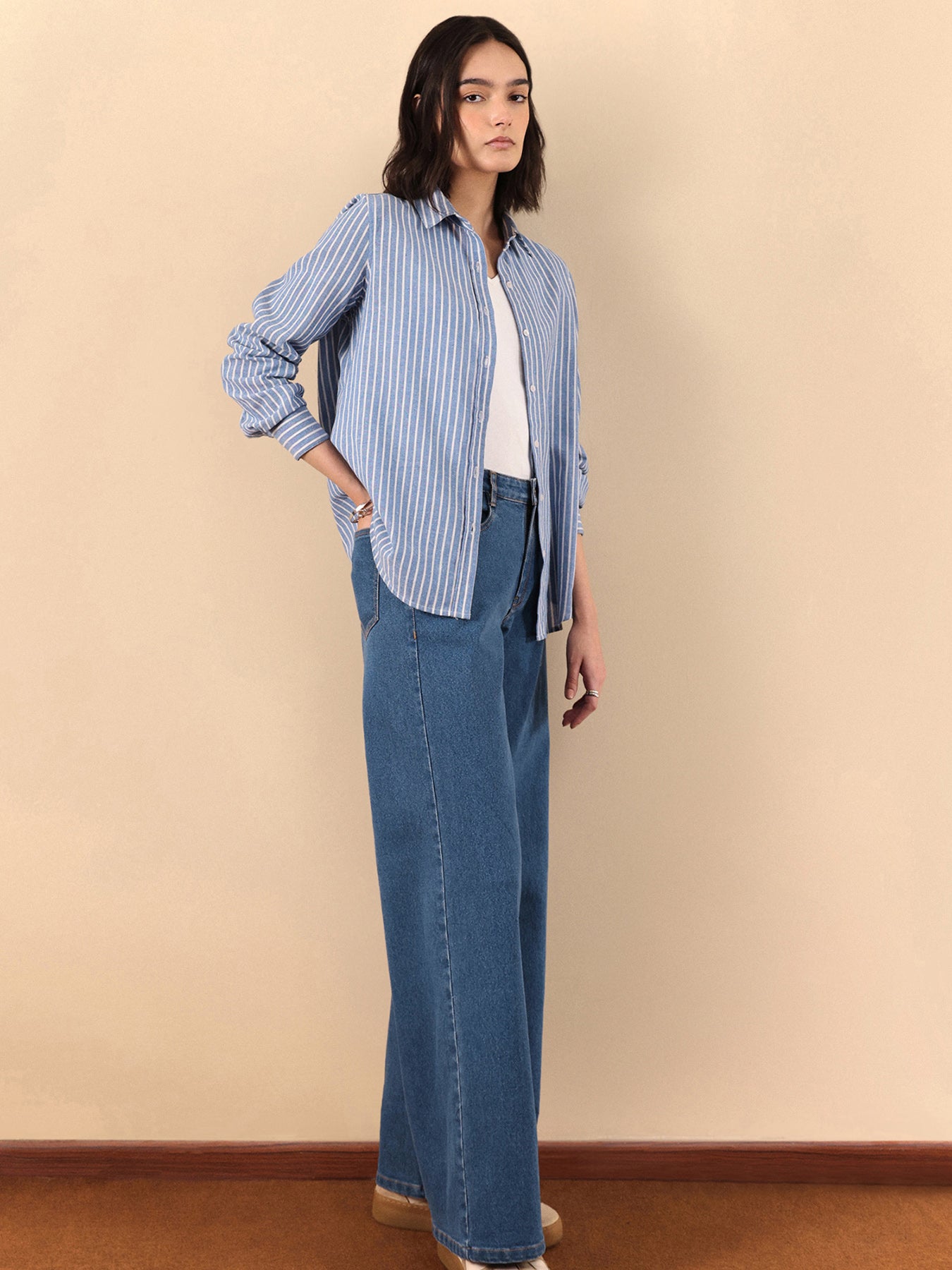 Cotton Striped Shirt - Blue