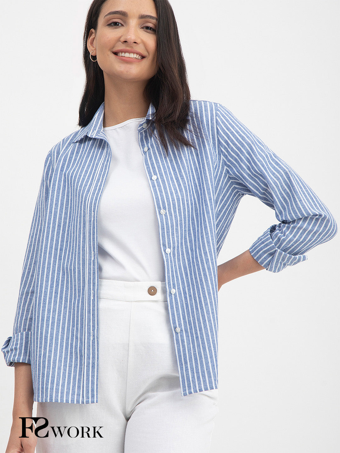 Cotton Striped Shirt - Blue