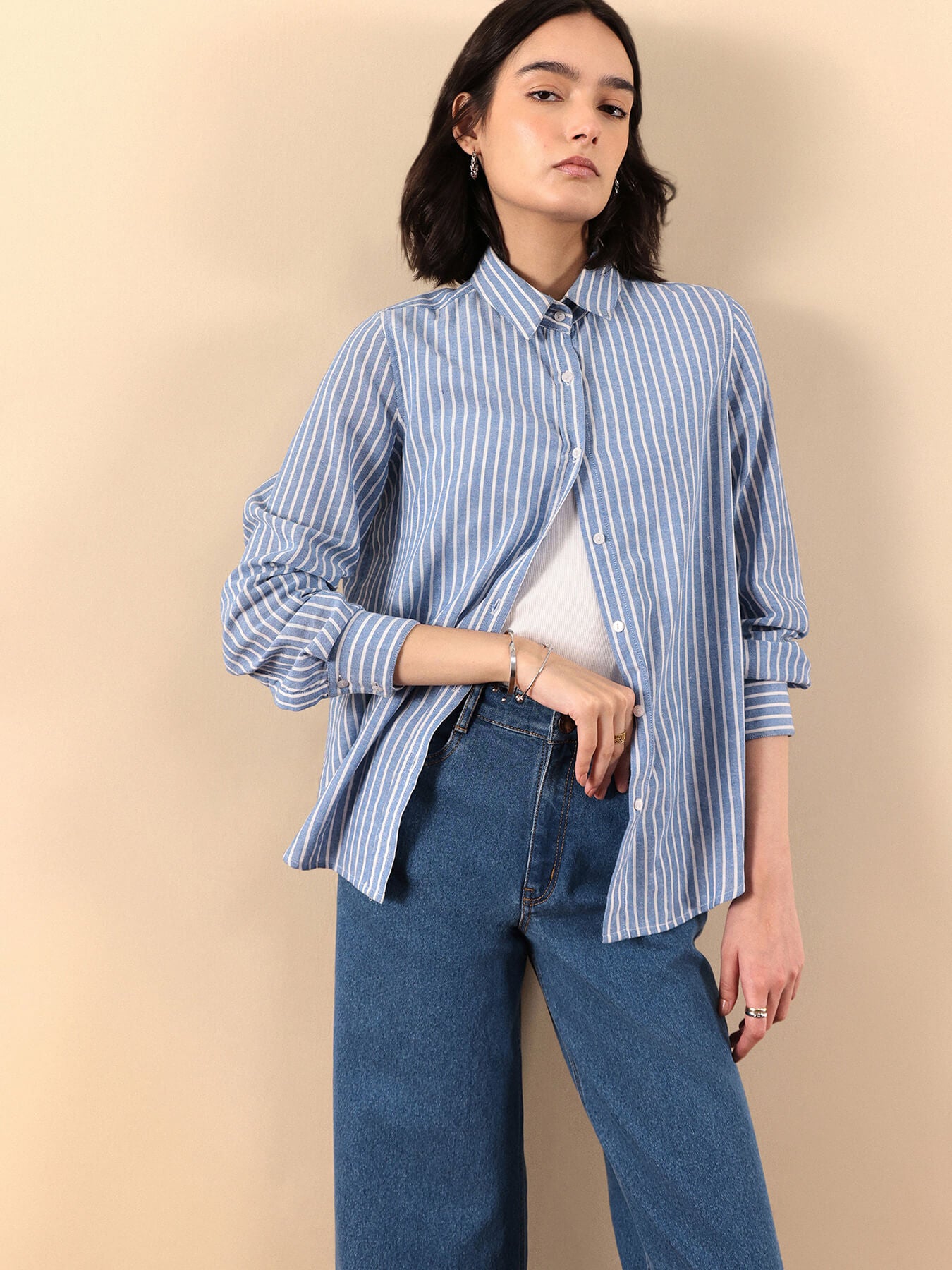 Cotton Striped Shirt - Blue