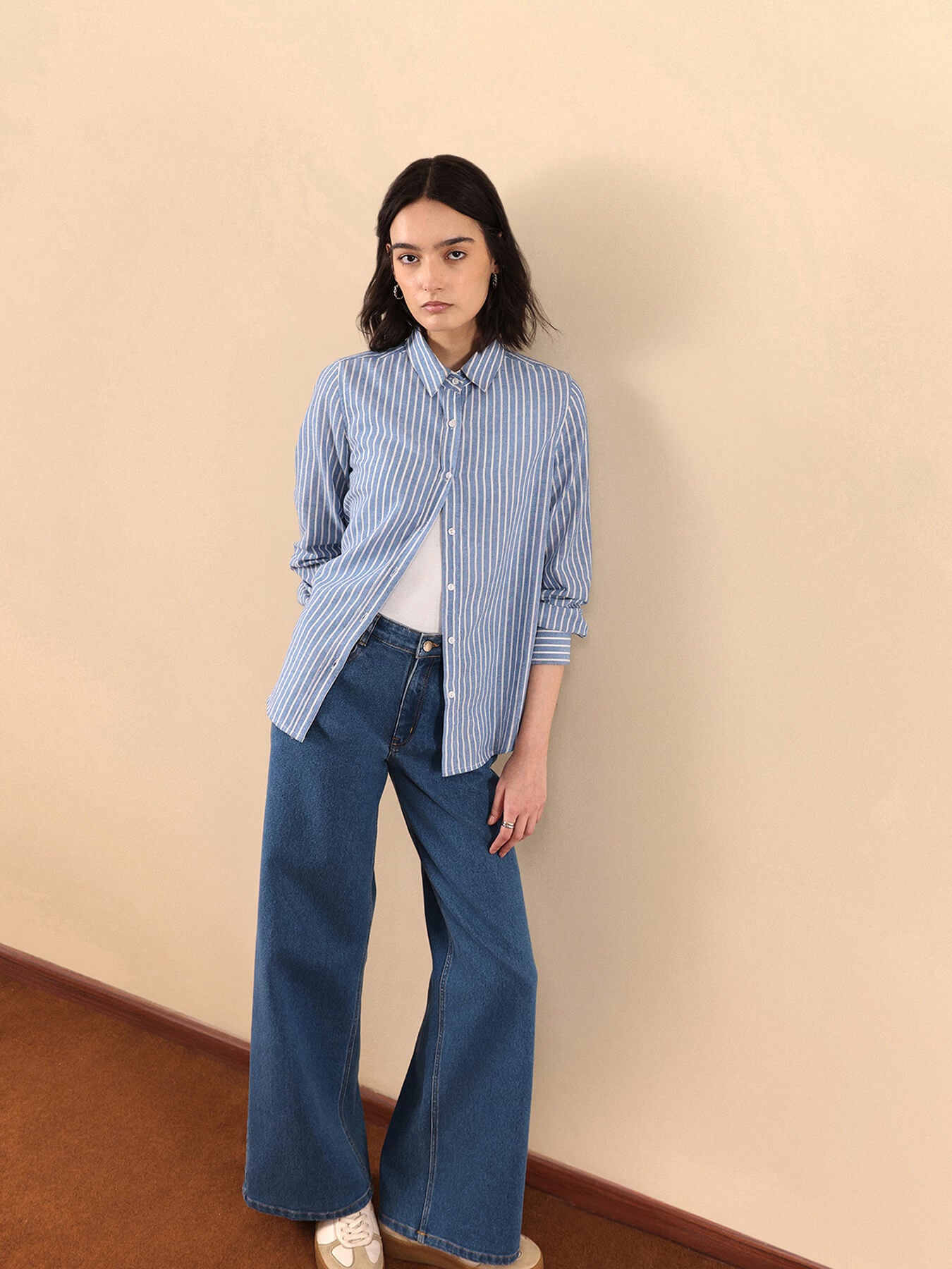 Cotton Striped Shirt - Blue