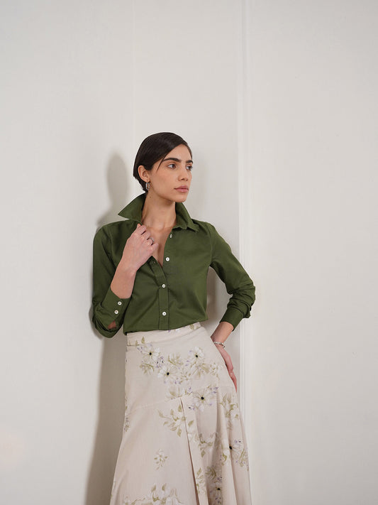 Pure Cotton Shirt - Olive
