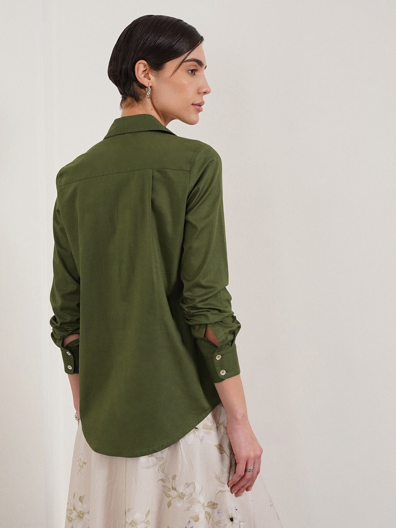 Pure Cotton Shirt - Olive