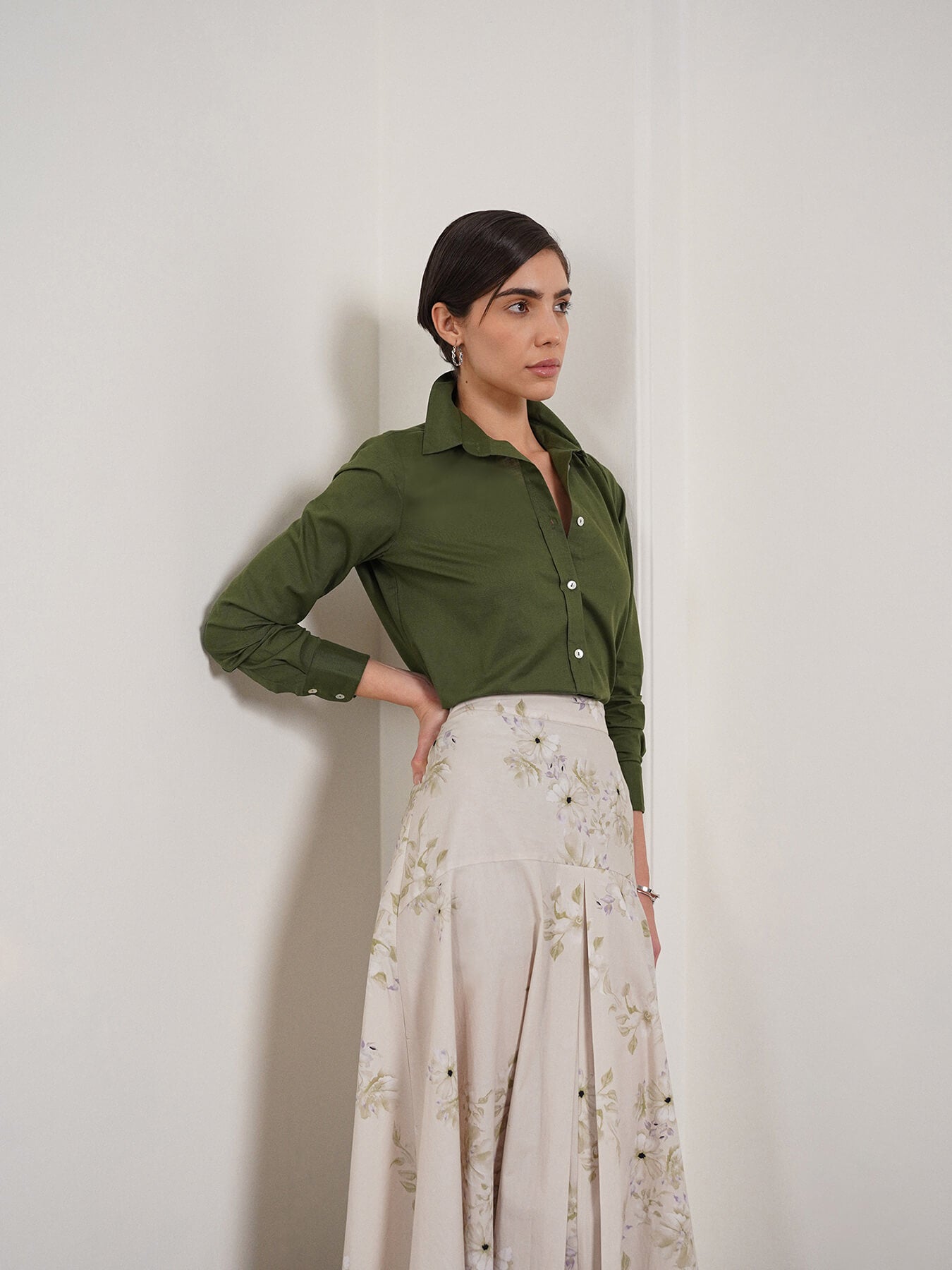 Pure Cotton Shirt - Olive